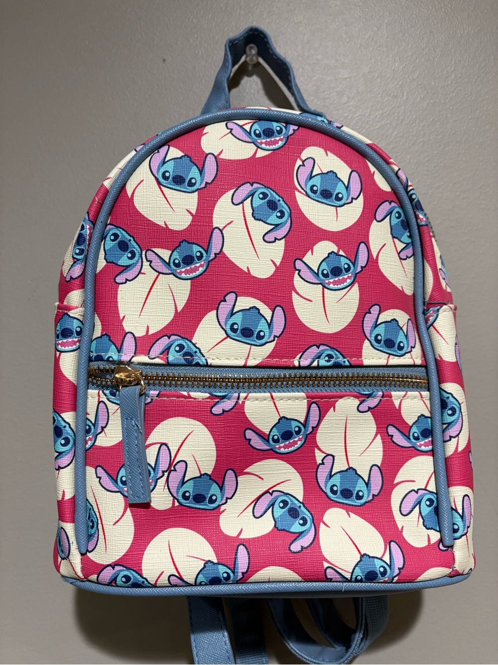 Disney Stitch Pink Tropical Leaf Mini Backpack Bioworld